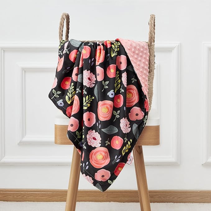 QSTEHEML Baby Blankets for Girls,Super Soft Nursery Minky Blanket Unisex, Baby Gifts Double Layer with Dotted Backing, Nursery Blankets for Crib Stroller(Bee, 30 * 40inch)