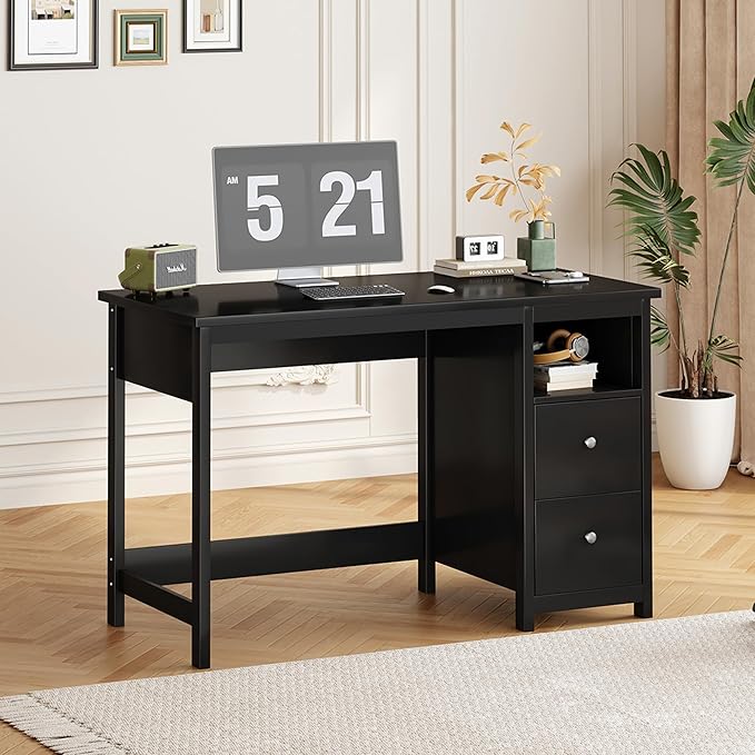 Desk with Drawers,Modern Small Computer Desk for Home Office with Storage Drawers, Makeup Vanity Desk Dressing Table for Bedroom,Filing Cabinet Writing Table PC Desks for Study (Black, 39.3")