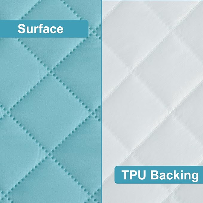 NTBAY 2 Pack Waterproof Mini Crib Mattress Protector, Quilted 24"x38" Fitted Mattress Cover - Machine Washable - Soft and Breathable Baby Mattress Pad Sheet for Mini Crib and Baby Playards, Aqua