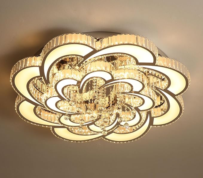 Flashing God Dia 32'' Modern K9 Crystal Chandelier Flush Mount Ceiling Light
