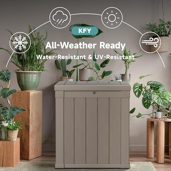 50 Gallon Waterproof Resin Deck Box, UV Resistant Outdoor Storage for Garden, Patio, Porch, Delivery, Grey