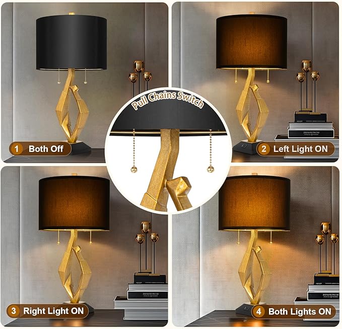 Sculptural Table Lamp Set of 2