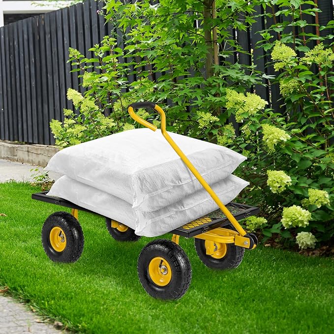 Utility Garden Cart, 900 lbs Capacity Heavy Duty Wagon Cart with Rotating Handle, Removable Sides & 10" Wheels, Metal Utility Cart for Outdoor Hauling & Gardening