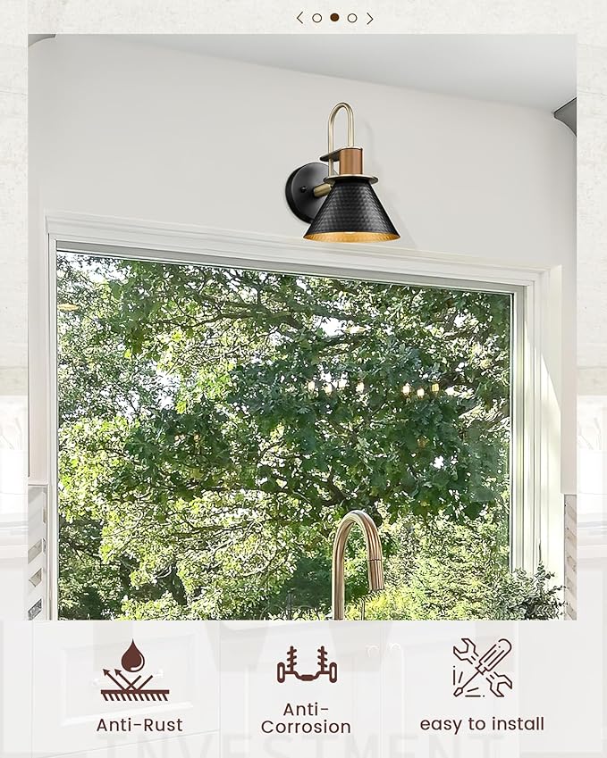 Black Wall Sconce, HWH Industrial Indoor Sconce Light Fixture, Single Wall