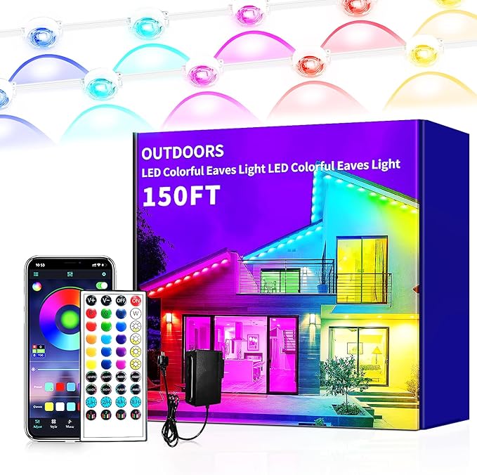 150ft permanent outdoor light, RGB outdoor eave lights