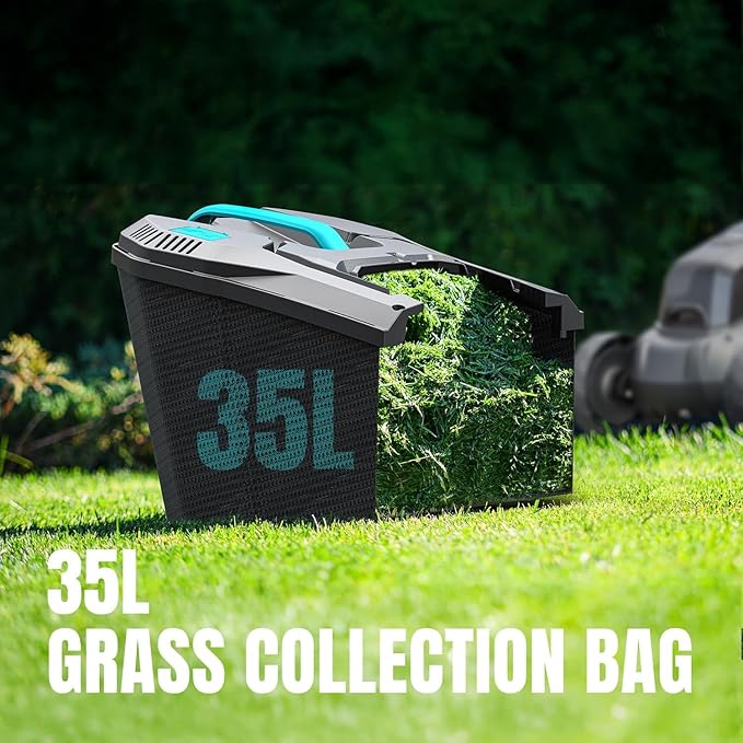 Electric Lawn Mower with Brushless Motor, 20V 13.2 inch Cordless Lawn Mower with 5-Position Cutting Height Adjustment, 2x4.0Ah Battery and Charger Included