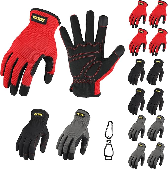High Performance Work Gloves For Men(12 Pairs Pack), High Dexterity Touch Screen For Multipurpose,Excellent Grip (Large)