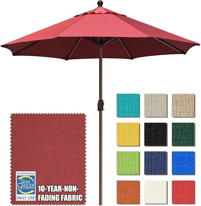 EliteShade USA 10-Year-Non-Fading 9Ft Market Umbrella Patio Umbrella Outdoor Table Umbrella with Ventilation, Burgundy