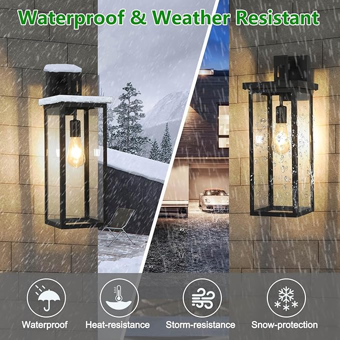 tewei 2 Pack Large Size Outdoor Wall Lantern Exterior Wall Light Fixture