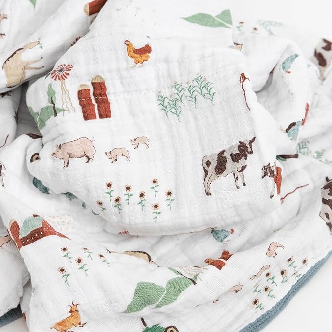 Little Unicorn Original Premium Cotton Quilt | Multi-Layered & Extra-Soft Muslin Fabric |for Babies & Toddlers (Farmyard)