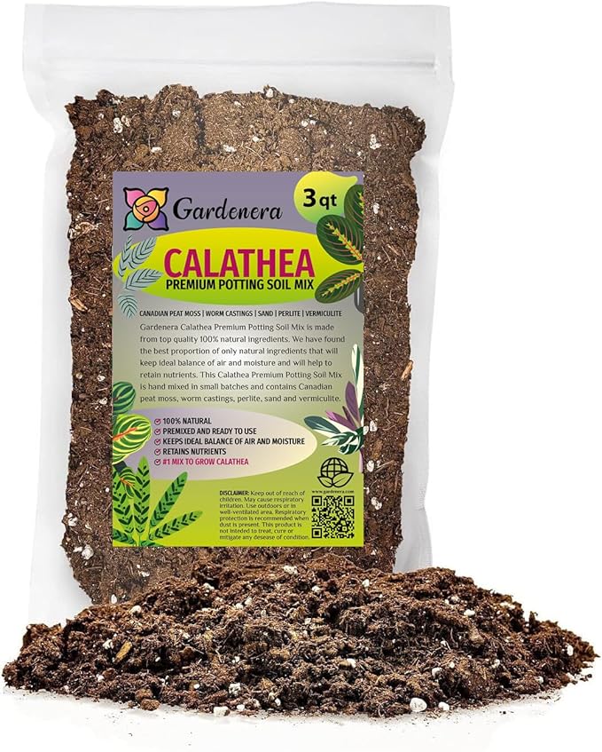 GARDENERA Calathea Plant Potting Soil - Enhance Foliage Beauty and Health with Professional Grade Nutrient-Rich Mix - 3 Quart
