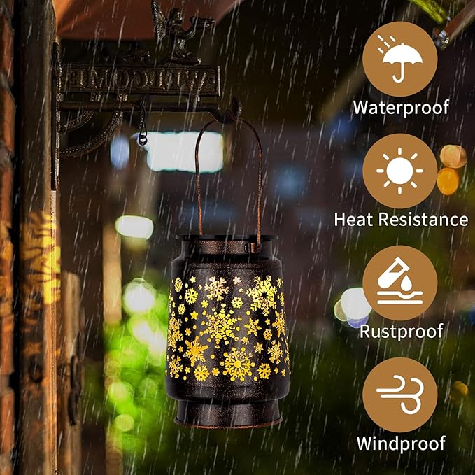 4 PCS Outdoor Lanterns Solar Powered Waterproof Decorative Hanging, Solar Power