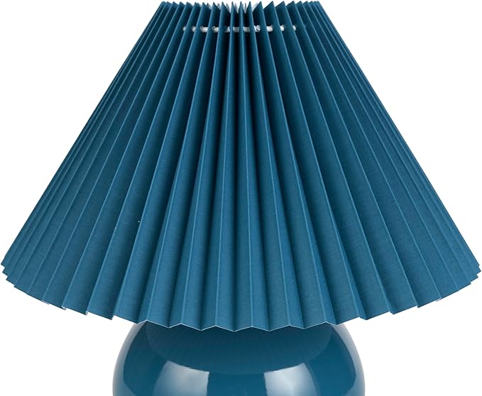 Nourison Home 13" Blue Ceramic Round Lamp