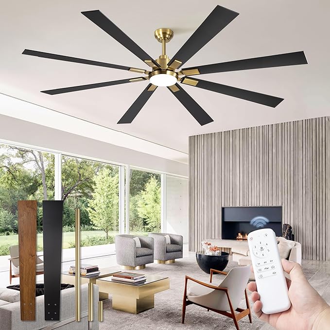 ZMISHIBO 80 Inch Black and Gold Ceiling Fans