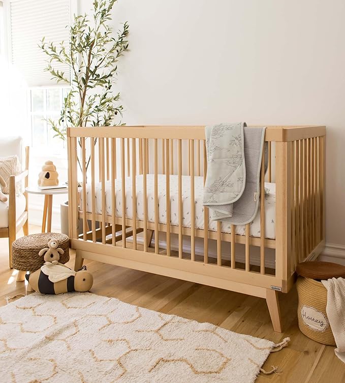 Burt's Bees Baby Reversible Blanket, Nursery, Stroller & Tummy-Time Organic Jersey Cotton Quilted Infant & Toddler Bedding
