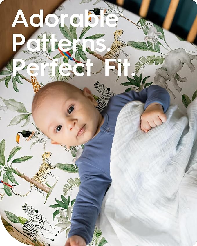 Premium Soft Crib Sheets for Boys, Ultra Breathable Crib Fitted Sheet, Super Stretchy Baby Bed Sheets 28''x52''x9'' Extra Deep Pocket