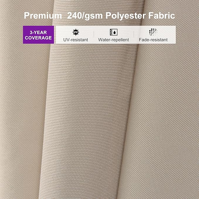 PURPLE LEAF 10' × 10' Patio Cantilever Umbrella with Base Outdoor Square Adjustable Offset Umbrellas with 360-degree Rotation and 8 Heavy Duty Metal Ribs for Garden Deck Pool Beige
