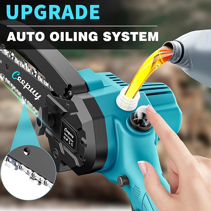 Mini Chainsaw Cordless,6 Inch Portable Electric Chain Saw, Automatic Oiler, Battery Powered Small Handheld Saw, Security Lock Trees Branches Trimming,Wood Cutting, 2 Batteries 3 Chains 2025