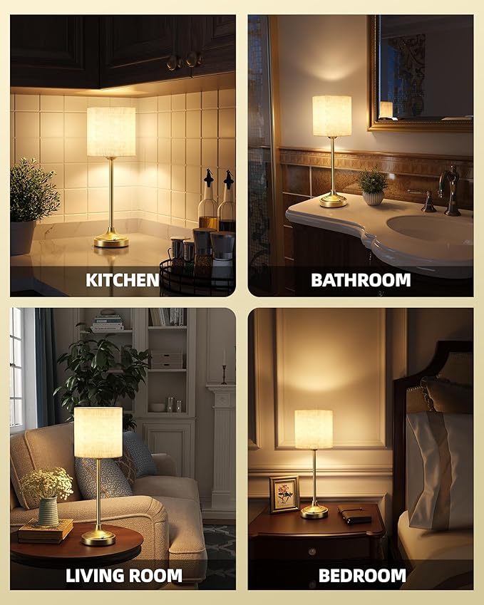 Cordless Table Lamp, Ambient Light, Touch Control, Rechargeable, Battery