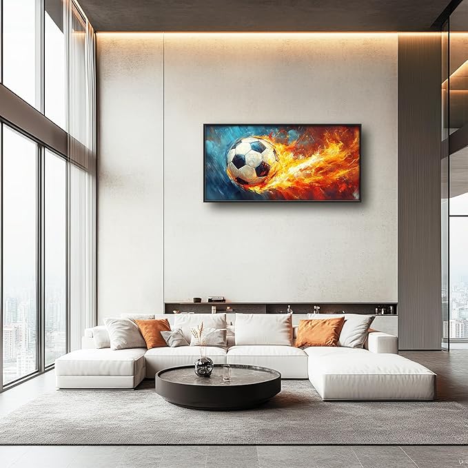 Olivine Sports Wall Art, Soccer Wall Decor, Abstract Football Canvas Prints Painting, Framed Artwork for Bathroom Bedroom Living Room Office Home Gym Decoration 60"x30"