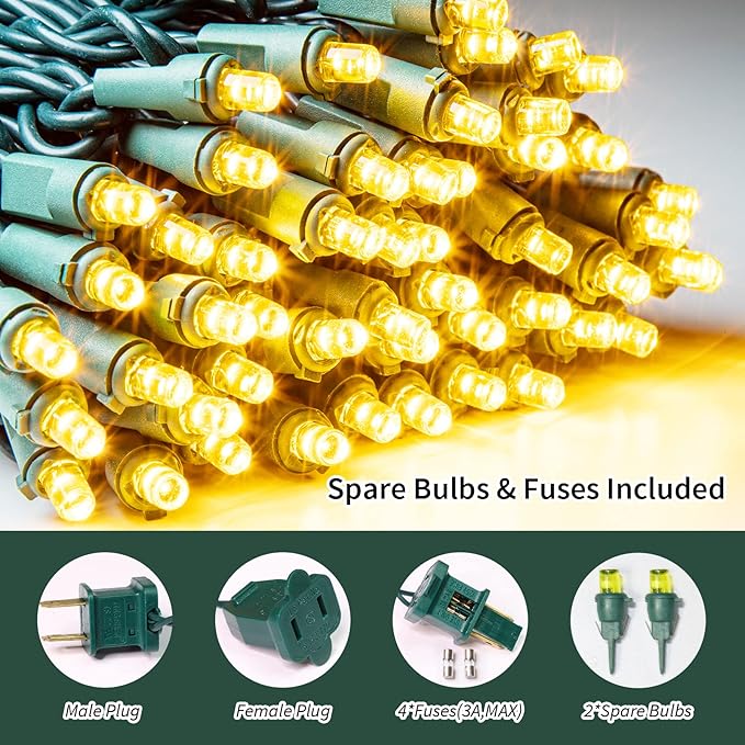 LAMPHOME Yellow Wide Angle LED String Lights, 64.8 Ft 300 Count