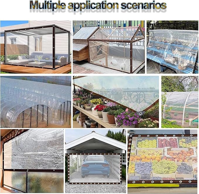 Clear Tarps 15x23FT Heavy Duty Waterproof, Outdoor Tarp with Grommets, Outdoor Garden Rainproof Covering for Chicken Coops, Patio, Porch and Outdoor Greenhouse Plant Cover