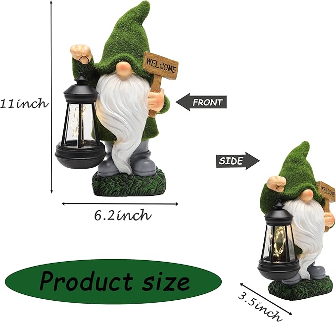 Solar Garden Statue Lights Gnome Figurine with Solar Light Outdoor Patio Lawn Yard Garden Decor for Women Mother's Day Housewarming Gifts