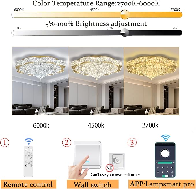Modern Empire Crystal Chandelier Gold 32inches Crystal Raindrop Ceiling Light