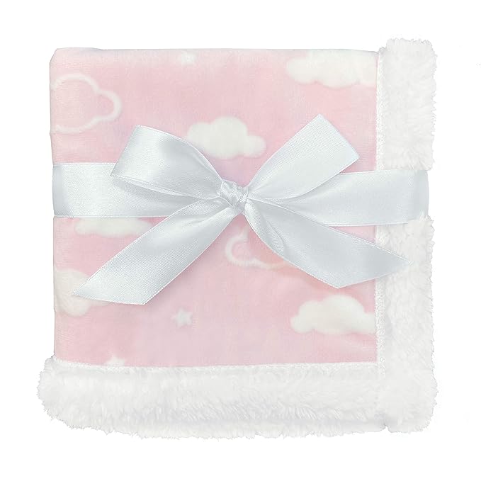 American Baby Company Heavenly Soft Chenille Sherpa Security Blanket, Pink, 14" X 14", Warm and Cozy for Boys and Girls