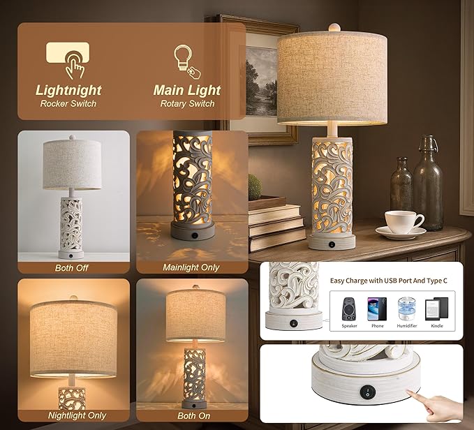 OYEARS 22'' Table Lamp Set of 2