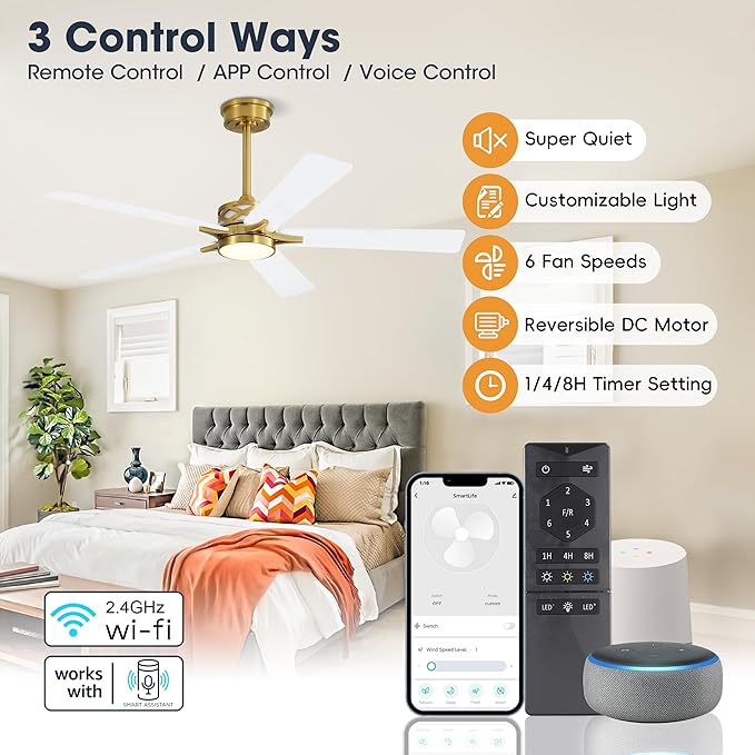 WINGBO 52" Smart Ceiling Fan