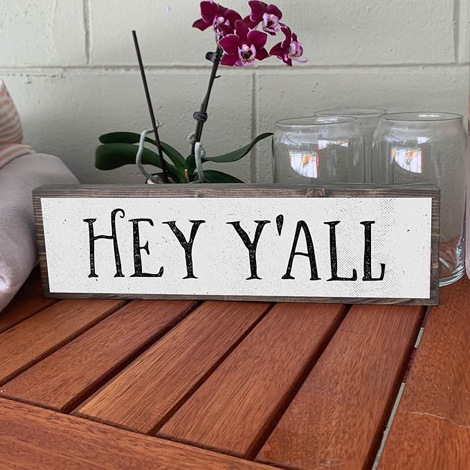 Wood & Metal Southern Sign – Weatherproof Indoor Outdoor Wall Decor – Rustic Charm with "Hey Y’all" – Gift-Wrapped & Ready to Give