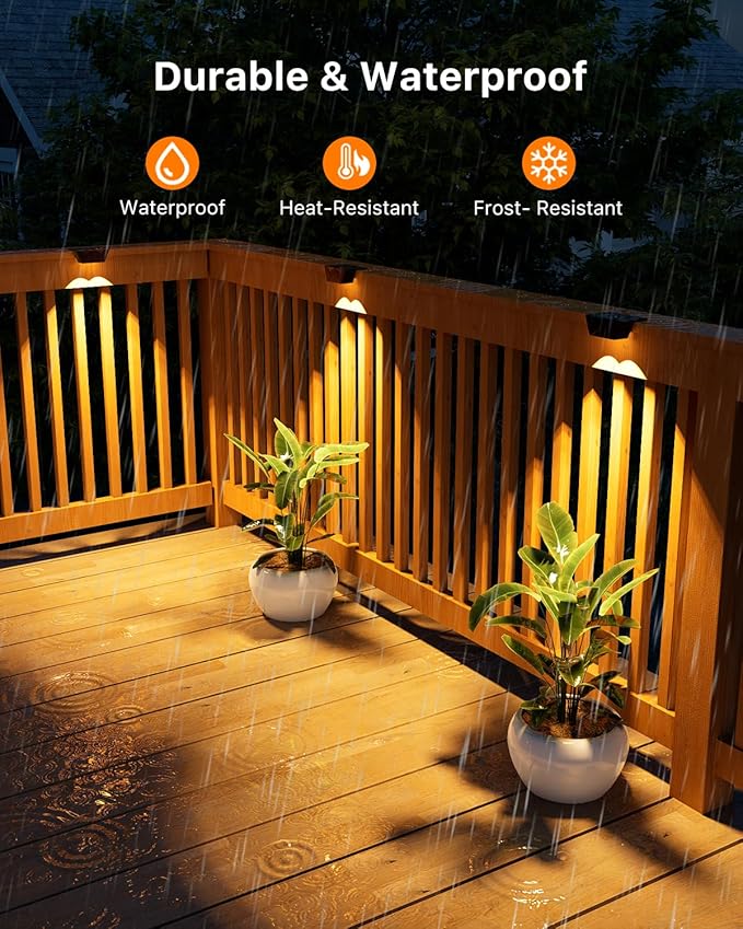 8 Pack Bright Solar Fence Lights Outdoor