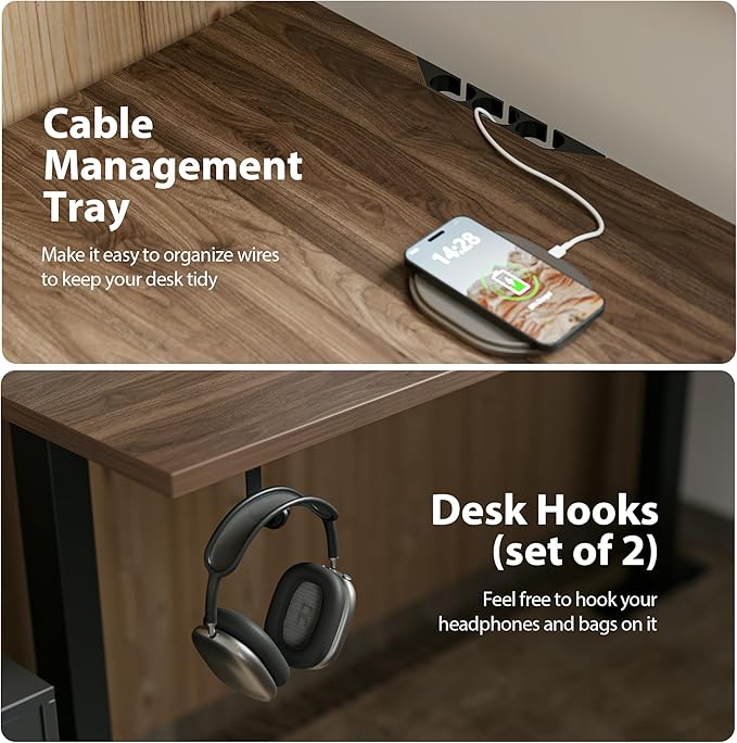 Agilestic 59 Inch L Shaped Standing Desk Adjustable Height, Electric Corner Standing Desk, Sit Stand Computer Table with Splice Board, Dark Walnut