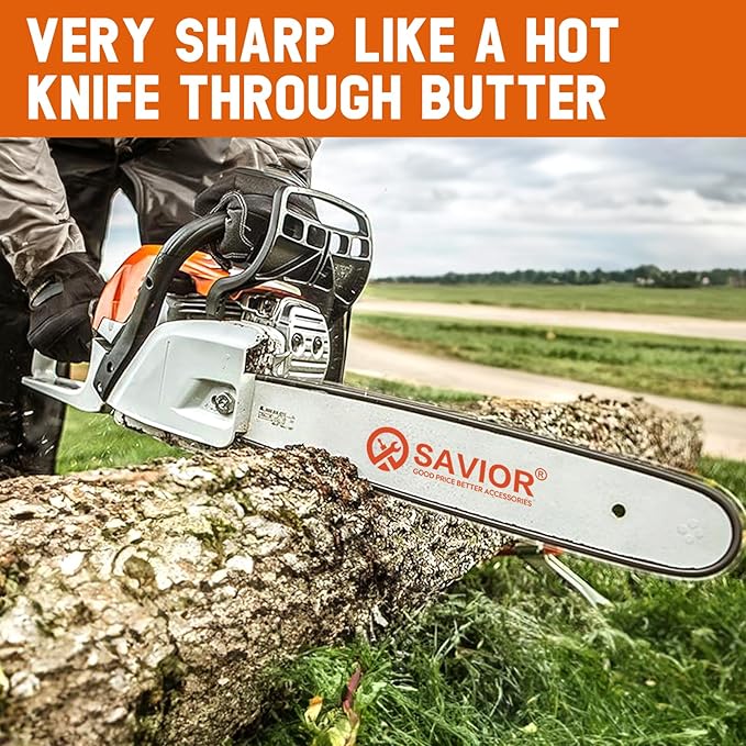 Savior 18 Inch Chainsaw Bar and Chain Combo .325" Pitch .050" Gauge, 72 Drive Links Replacement 180TXLBK095 584408 Chain Saw Bar, For Husqvarna 440, 455 rancher, Jonsered, McCulloch (2 Chains+ 1 Bar)