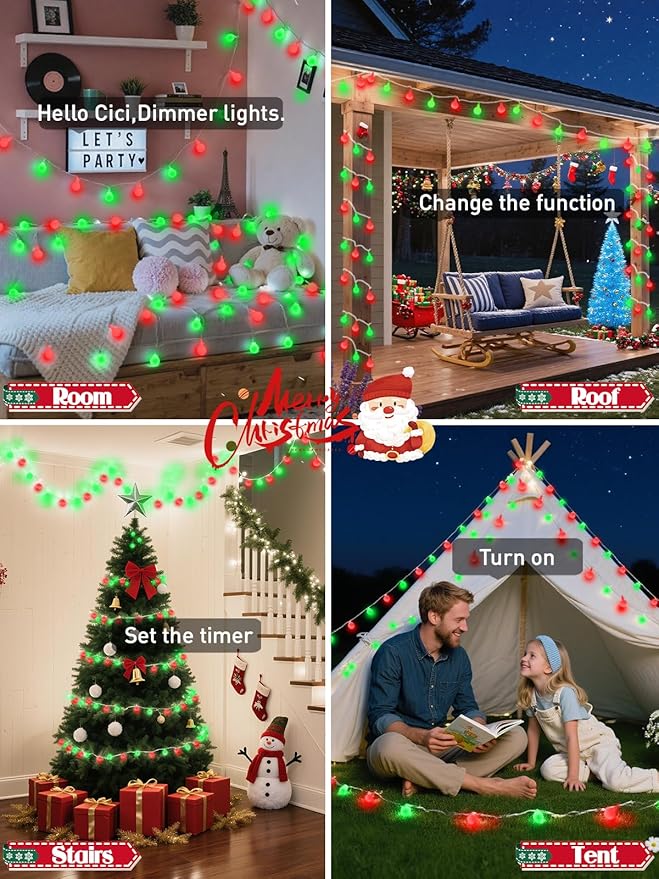 2025 New Connectable 43FT Smart Voice Controlled Christmas String Lights Indoor
