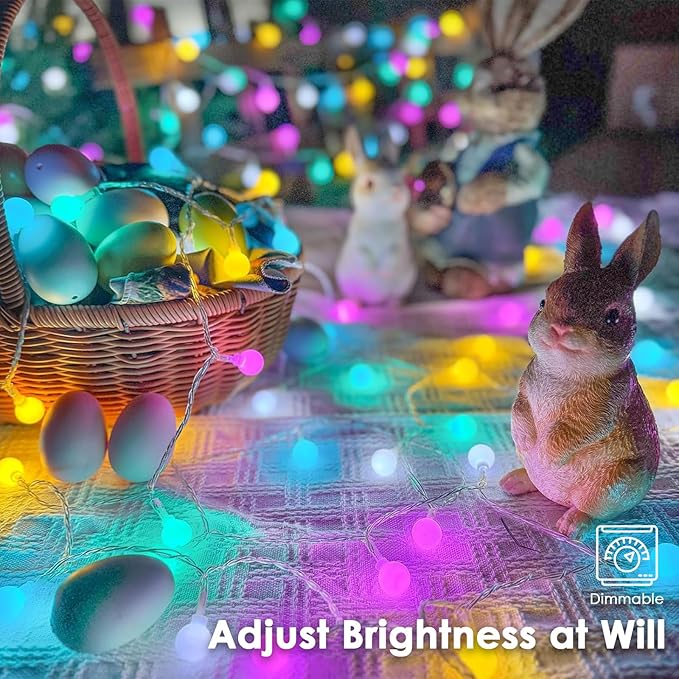 Connectable 100LED Easter String Lights Outdoor Indoor, 43ft Pastel Lights