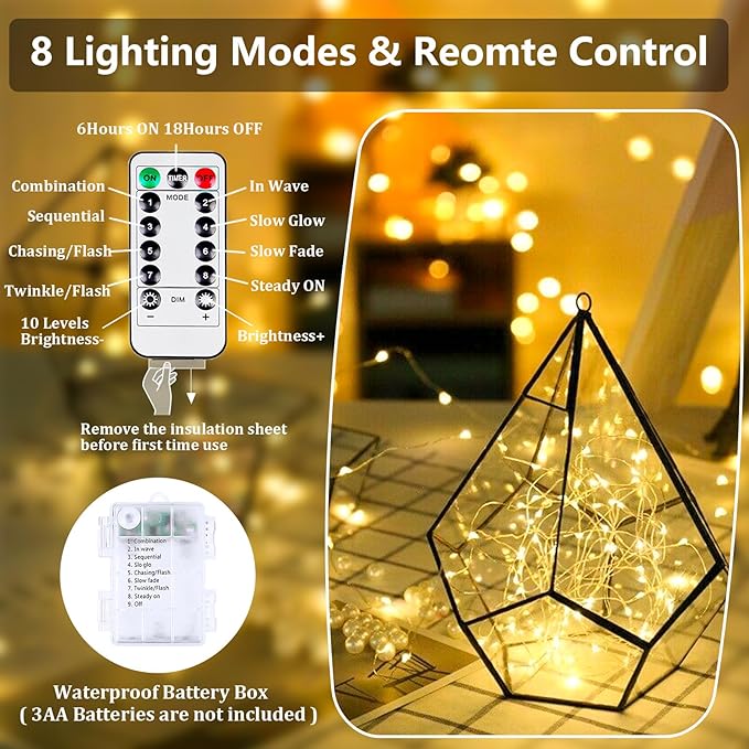 2-Pack Fairy Lights Battery Operated