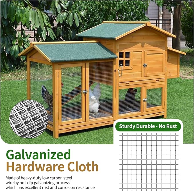 23Gauge 1/4 in 48in×100ft Hardware Cloth Galvanized Wire Mesh Roll Chicken Wire Fence Plant Welded Metal Wire Fence, Supports Poultry Animal Netting Cage Fence,Used in Industry Agriculture Farming