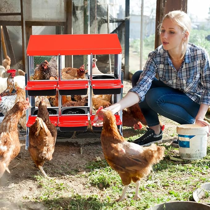 Nesting Boxes for Chickens - 6-Hole Chicken Nesting Boxes for Laying Eggs,Chicken Nesting Box with Lockable Lid - Secure Egg Laying Box for Farm & Backyard - Easy Egg Collection & Protection