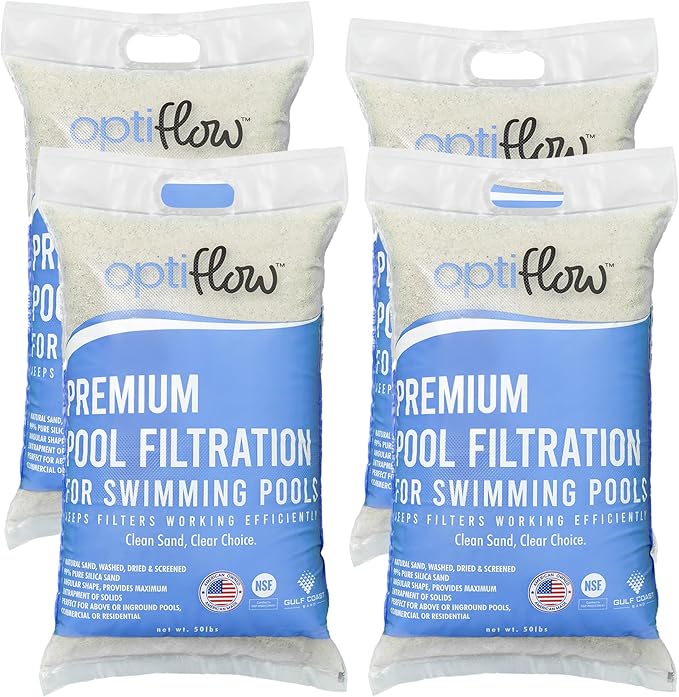 4-Pack Pool Filter Sand, Premium Filtration with Pure Silica Formula, 50 Lbs - Swimming Pool System Accessories and Supplies for Cleaning and Maintenance