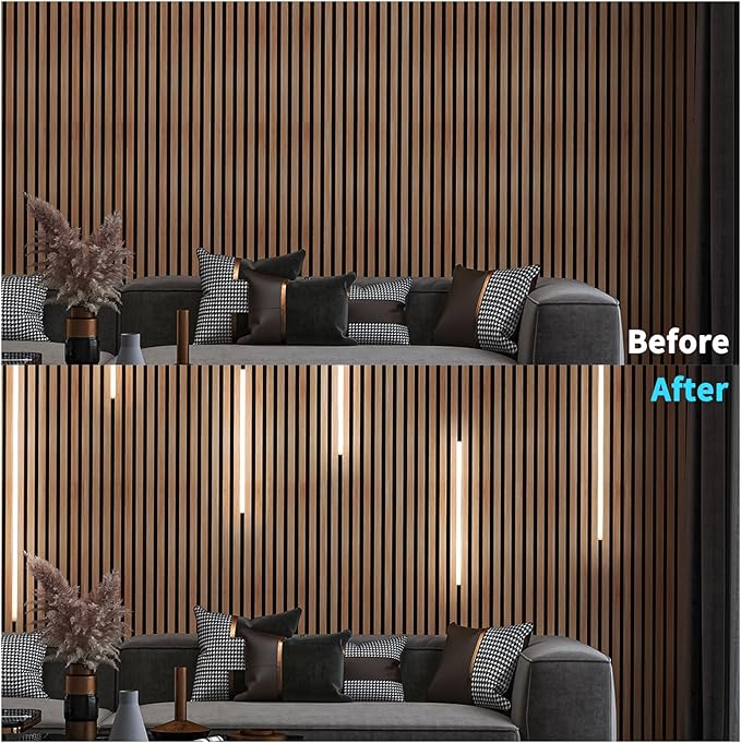 Art3d LED Recessed Lighting Kit - 6pcs Self-adhesive White LED Light with Smart Switch, 3000k Touching Switch Light for Wood Slat Wall Panels, Headboards, Stairs, Home decor, Under Cabinet Strip Light