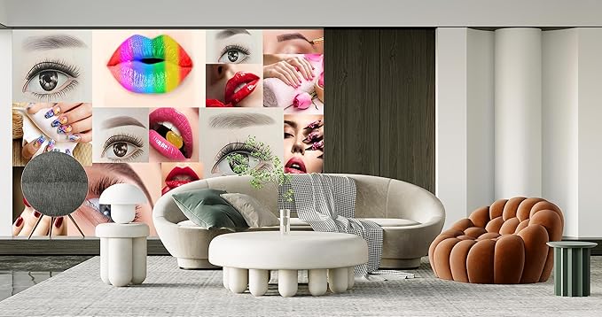 Beauty Salon Nail Enhancement Lipstick Eyelashes Wall Mural Wallpaper 137" x 100"
