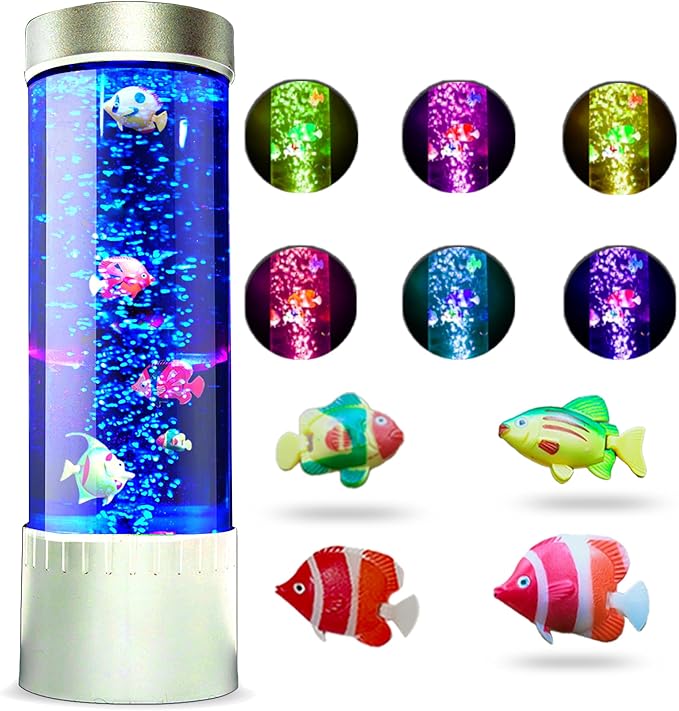 Brewish Bubble Fish Lamp | Desktop Sensory LED Bubble Lamps | 7 Color Changing