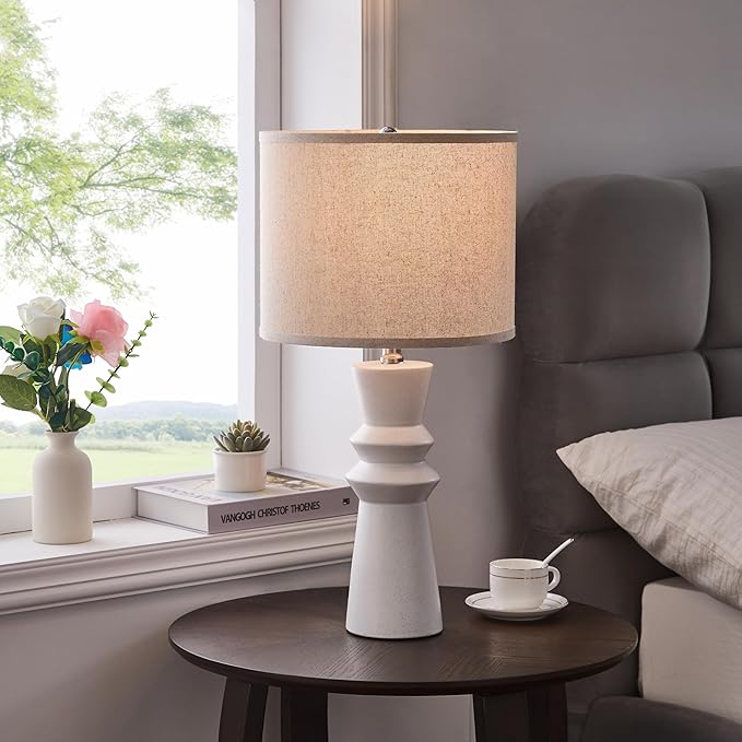 24.75" White Ceramic Table Lamps Set of 2