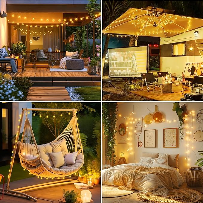 Minetom Crystal Globe String Lights Plug in - 66 ft 200 LED Globe Fairy String