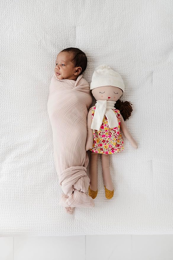 Ely's & Co. Muslin Swaddle Blanket 3-Pack for Baby Boy— 100% Cotton Muslin Extra-Large Swaddle Blankets (47”x 47”) Mauve Bluebell