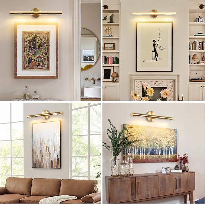 Wall Sconces, Hardwired Wall Light 24" 3200K Gold Picture Light Rotatable 360°