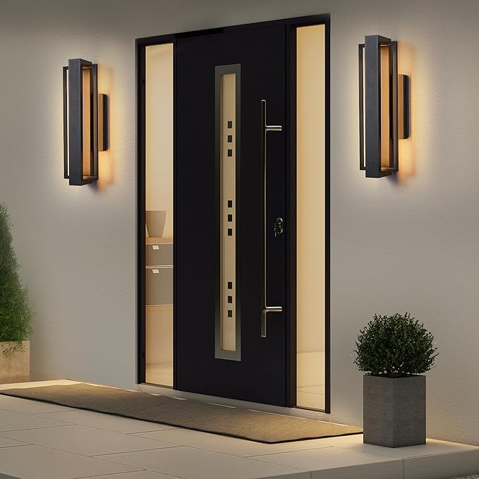 2 Pack Dimmable LED Wall Light, CRI 90+, IP65 Waterproof, 10%-100% Dimmable