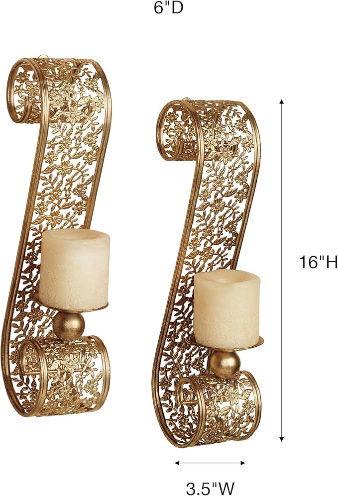 Touch of Class Classic Elegant Scrolling Diandre Metal Wall Sconce Pair